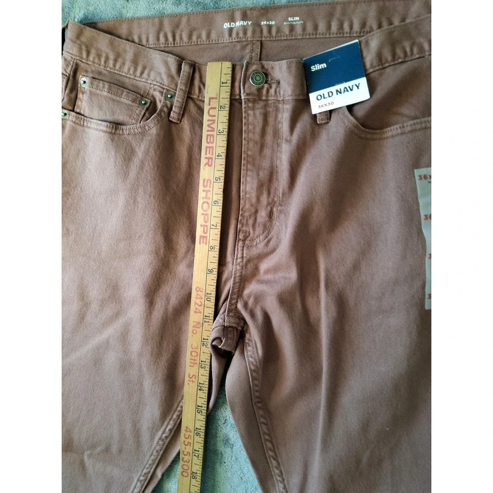 Old Navy Mens Slim Built-In Flex Pants Brown 36x30 506443-01-1 New